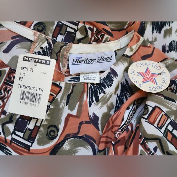 NWT Vintage ‘90s Heritage Road Terracotta Print Relaxed Fit Short Sleeve Blouse - Picture 7 of 8